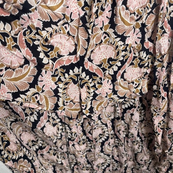 Xhilaration Pink Floral Paisley Maxi Dress Faux Wrap Ruffle Sleeve Boho Small - Picture 10 of 14